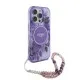 Husa pentru iPhone 16 Pro - Guess IML Flowers with Pearl Strap MagSafe (GUHMP16LHFWBRCESU) - Purple Husa pentru iPhone 16 Pro - Guess IML Flowers with Pearl Strap MagSafe (GUHMP16LHFWBRCESU) - Purple