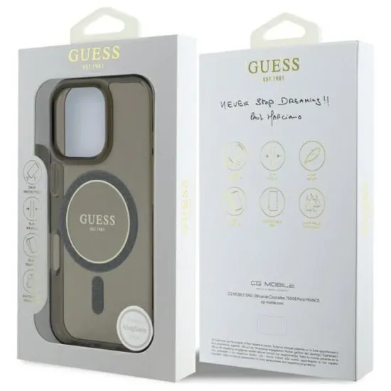 Husa pentru iPhone 16 Pro - Guess IML Glitter Circle MagSafe MagSafe (GUHMP16LHFGEREK) - Black Husa pentru iPhone 16 Pro - Guess IML Glitter Circle MagSafe MagSafe (GUHMP16LHFGEREK) - Black