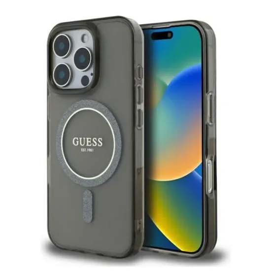 Husa pentru iPhone 16 Pro - Guess IML Glitter Circle MagSafe MagSafe (GUHMP16LHFGEREK) - Black Husa pentru iPhone 16 Pro - Guess IML Glitter Circle MagSafe MagSafe (GUHMP16LHFGEREK) - Black