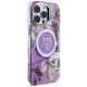 Husa pentru iPhone 16 Pro - Guess IML Metal Glitter Flowers Triangle MagSafe (GUHMP16LHFLPEDU) - Purple