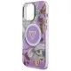 Husa pentru iPhone 16 Pro - Guess IML Metal Glitter Flowers Triangle MagSafe (GUHMP16LHFLPEDU) - Purple