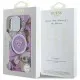 Husa pentru iPhone 16 Pro - Guess IML Metal Glitter Flowers Triangle MagSafe (GUHMP16LHFLPEDU) - Purple