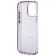 Husa pentru iPhone 16 Pro - Guess IML Metal Glitter Flowers Triangle MagSafe (GUHMP16LHFLPEDU) - Purple