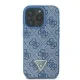 Husa pentru iPhone 16 Pro - Guess Leather Metal Logo Strass Crossbody (GUHCP16LP4TDSCPB) - Blue Husa pentru iPhone 16 Pro - Guess Leather Metal Logo Strass Crossbody (GUHCP16LP4TDSCPB) - Blue