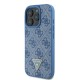 Husa pentru iPhone 16 Pro - Guess Leather Metal Logo Strass Crossbody (GUHCP16LP4TDSCPB) - Blue