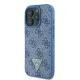 Husa pentru iPhone 16 Pro - Guess Leather Metal Logo Strass Crossbody (GUHCP16LP4TDSCPB) - Blue Husa pentru iPhone 16 Pro - Guess Leather Metal Logo Strass Crossbody (GUHCP16LP4TDSCPB) - Blue