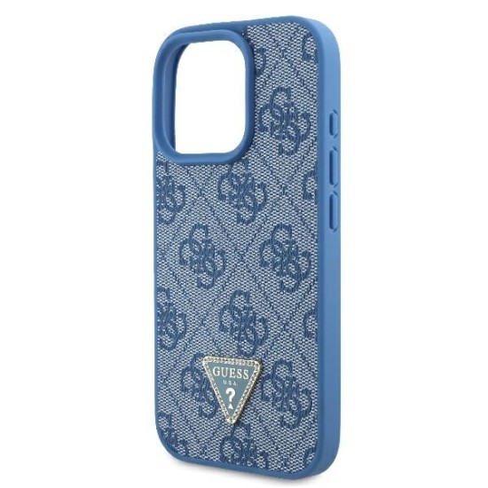 Husa pentru iPhone 16 Pro - Guess Leather Metal Logo Strass Crossbody (GUHCP16LP4TDSCPB) - Blue