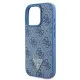 Husa pentru iPhone 16 Pro - Guess Leather Metal Logo Strass Crossbody (GUHCP16LP4TDSCPB) - Blue Husa pentru iPhone 16 Pro - Guess Leather Metal Logo Strass Crossbody (GUHCP16LP4TDSCPB) - Blue