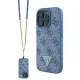 Husa pentru iPhone 16 Pro - Guess Leather Metal Logo Strass Crossbody (GUHCP16LP4TDSCPB) - Blue Husa pentru iPhone 16 Pro - Guess Leather Metal Logo Strass Crossbody (GUHCP16LP4TDSCPB) - Blue