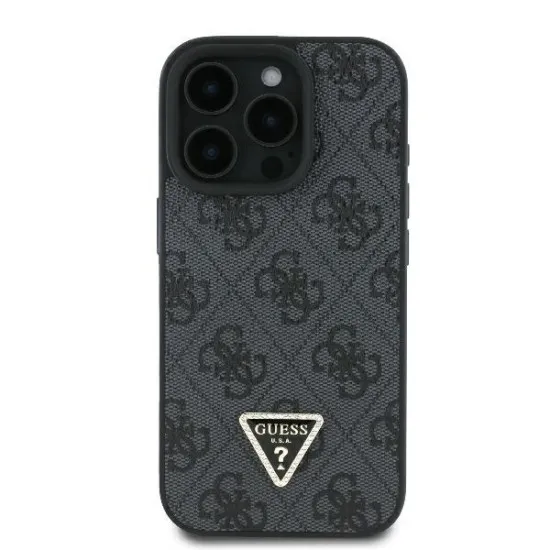 Husa pentru iPhone 16 Pro - Guess Leather Metal Logo Strass Crossbody (GUHCP16LP4TDSCPK) - Black Husa pentru iPhone 16 Pro - Guess Leather Metal Logo Strass Crossbody (GUHCP16LP4TDSCPK) - Black