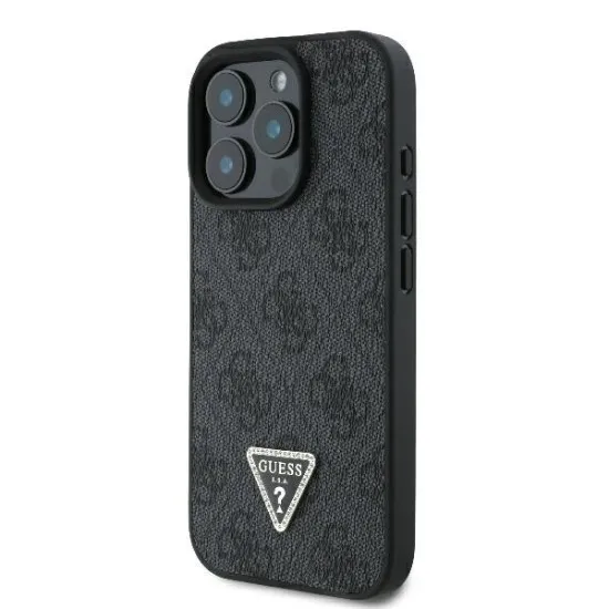 Husa pentru iPhone 16 Pro - Guess Leather Metal Logo Strass Crossbody (GUHCP16LP4TDSCPK) - Black Husa pentru iPhone 16 Pro - Guess Leather Metal Logo Strass Crossbody (GUHCP16LP4TDSCPK) - Black