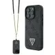 Husa pentru iPhone 16 Pro - Guess Leather Metal Logo Strass Crossbody (GUHCP16LP4TDSCPK) - Black Husa pentru iPhone 16 Pro - Guess Leather Metal Logo Strass Crossbody (GUHCP16LP4TDSCPK) - Black