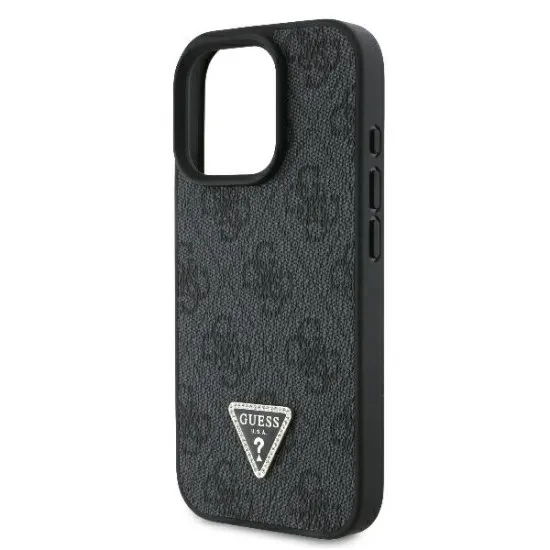 Husa pentru iPhone 16 Pro - Guess Leather Metal Logo Strass Crossbody (GUHCP16LP4TDSCPK) - Black Husa pentru iPhone 16 Pro - Guess Leather Metal Logo Strass Crossbody (GUHCP16LP4TDSCPK) - Black