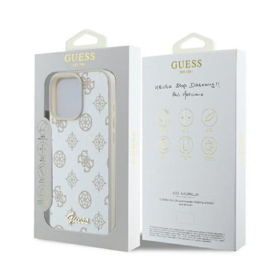 Husa pentru iPhone 16 Pro - Guess Peony Script MagSafe (GUHMP16LPGPYSH) - White