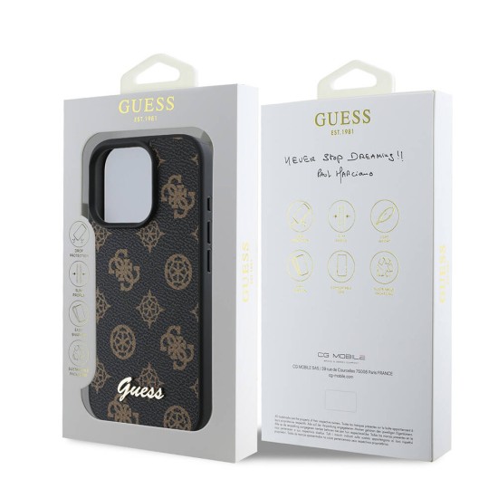 Husa pentru iPhone 16 Pro - Guess Peony Script MagSafe (GUHMP16LPGPYSK) - Black