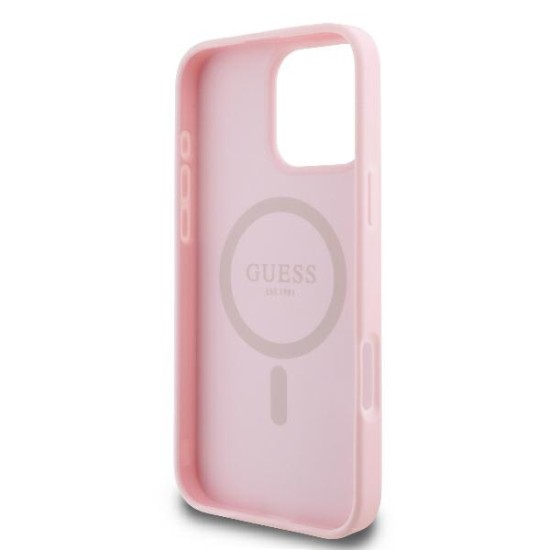 Husa pentru iPhone 16 Pro - Guess Peony Script MagSafe (GUHMP16LPGPYSP) - Pink