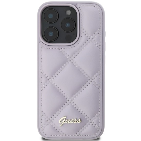 Husa pentru iPhone 16 Pro - Guess Quilted Metal Logo (GUHCP16LPSQSQSU) - Light Purple