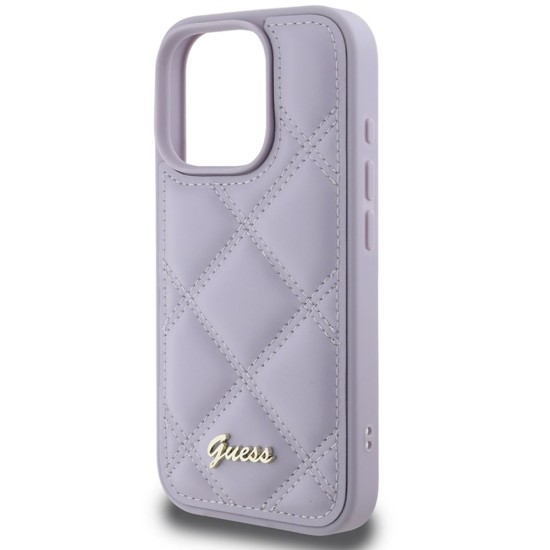 Husa pentru iPhone 16 Pro - Guess Quilted Metal Logo (GUHCP16LPSQSQSU) - Light Purple