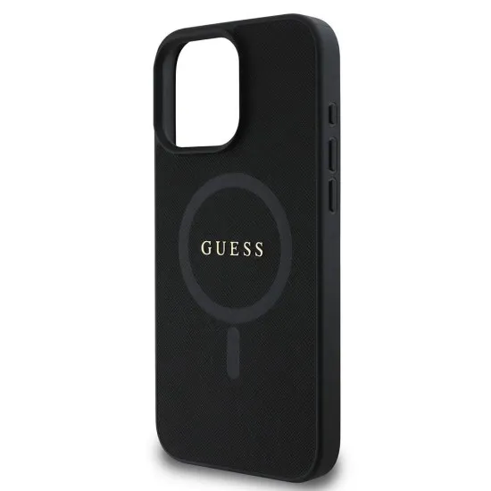 Husa pentru iPhone 16 Pro - Guess Saffiano Classic Logo MagSafe (GUHMP16LPSAHMCK) - Black Husa pentru iPhone 16 Pro - Guess Saffiano Classic Logo MagSafe (GUHMP16LPSAHMCK) - Black