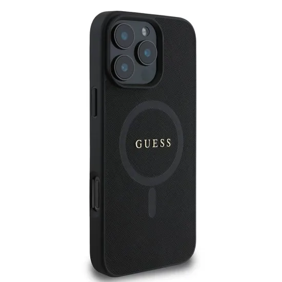 Husa pentru iPhone 16 Pro - Guess Saffiano Classic Logo MagSafe (GUHMP16LPSAHMCK) - Black Husa pentru iPhone 16 Pro - Guess Saffiano Classic Logo MagSafe (GUHMP16LPSAHMCK) - Black