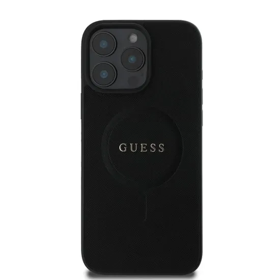 Husa pentru iPhone 16 Pro - Guess Saffiano Classic Logo MagSafe (GUHMP16LPSAHMCK) - Black Husa pentru iPhone 16 Pro - Guess Saffiano Classic Logo MagSafe (GUHMP16LPSAHMCK) - Black