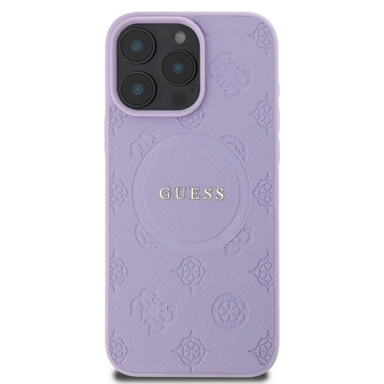 Husa pentru iPhone 16 Pro - Guess Saffiano Peony Classic Logo MagSafe (GUHMP16LPSAPSMEU) - Purple