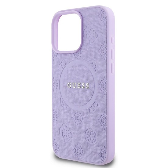 Husa pentru iPhone 16 Pro - Guess Saffiano Peony Classic Logo MagSafe (GUHMP16LPSAPSMEU) - Purple