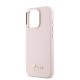 Husa pentru iPhone 16 Pro - Guess Silicone Script Metal Logo & Frame (GUHCP16LSMBSLP) - Pink