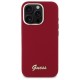 Husa pentru iPhone 16 Pro - Guess Silicone Script Metal Logo (GUHCP16LSMBSLM) - Red