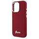 Husa pentru iPhone 16 Pro - Guess Silicone Script Metal Logo (GUHCP16LSMBSLM) - Red