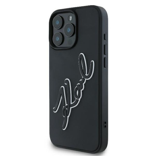 Husa pentru iPhone 16 Pro - Karl Lagerfeld 3D Design (KLHCP16L3DRKSDLK) - Rubber Signature