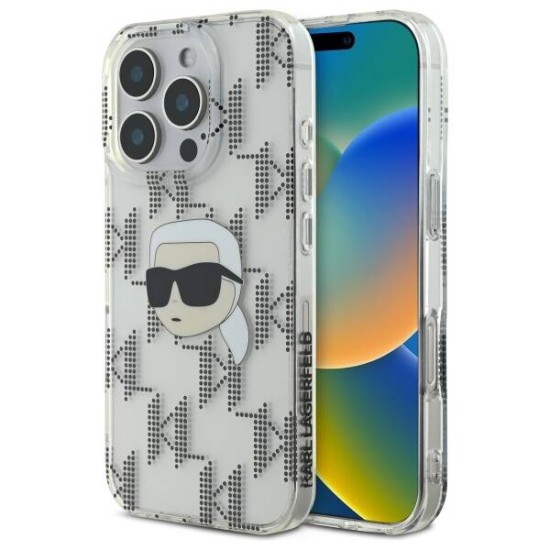 Husa pentru iPhone 16 Pro - Karl Lagerfeld IML Luxury Electroplated (KLHCP16LHKLPKHT) - Transparent Karl Head