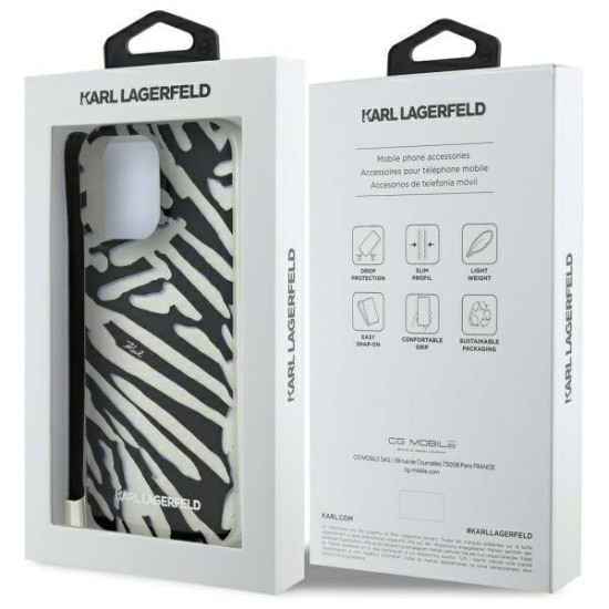 Husa pentru iPhone 16 Pro - Karl Lagerfeld IML Luxury (KLHCP16LHZBPKCCK) - Zebra Pattern&Cord