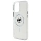 Husa pentru iPhone 16 Pro - Karl Lagerfeld IML MagSafe (KLHMP16LHLSCHH) - White Metal Choupette`s Head