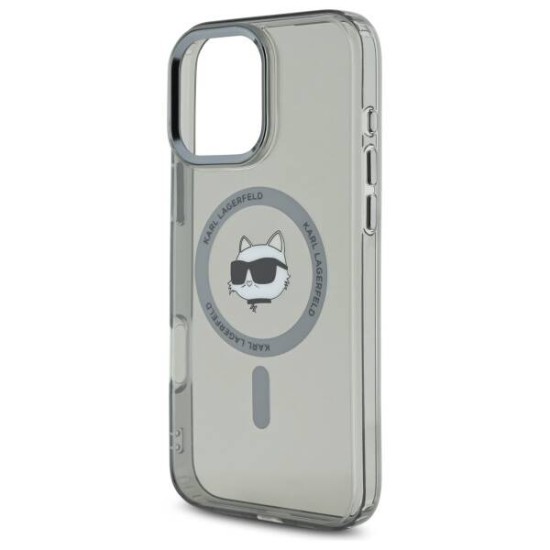 Husa pentru iPhone 16 Pro - Karl Lagerfeld IML MagSafe (KLHMP16LHLSCHK) - Metal Choupette`s Head