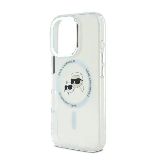 Husa pentru iPhone 16 Pro - Karl Lagerfeld IML MagSafe (KLHMP16LHLSKCH) - White Metal Karl&Choupette Head Husa pentru iPhone 16 Pro - Karl Lagerfeld IML MagSafe (KLHMP16LHLSKCH) - White Metal Karl&Choupette Head