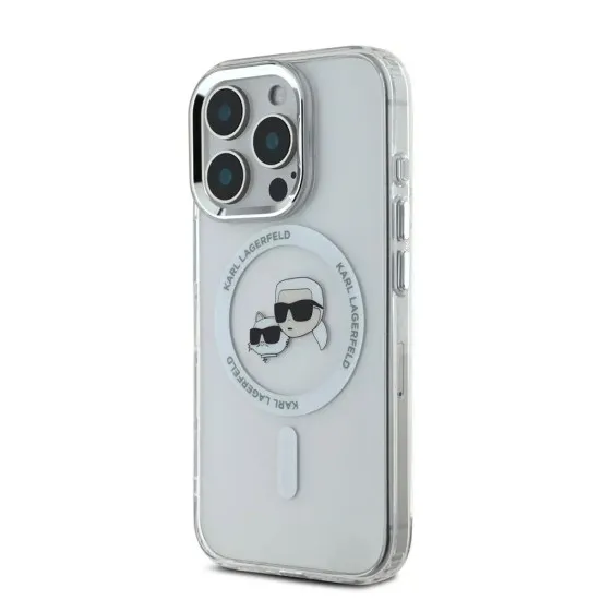 Husa pentru iPhone 16 Pro - Karl Lagerfeld IML MagSafe (KLHMP16LHLSKCH) - White Metal Karl&Choupette Head Husa pentru iPhone 16 Pro - Karl Lagerfeld IML MagSafe (KLHMP16LHLSKCH) - White Metal Karl&Choupette Head