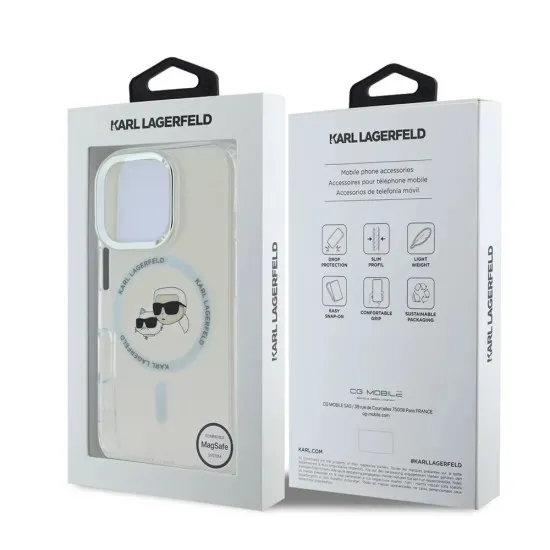 Husa pentru iPhone 16 Pro - Karl Lagerfeld IML MagSafe (KLHMP16LHLSKCH) - White Metal Karl&Choupette Head Husa pentru iPhone 16 Pro - Karl Lagerfeld IML MagSafe (KLHMP16LHLSKCH) - White Metal Karl&Choupette Head