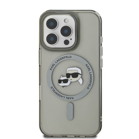 Husa pentru iPhone 16 Pro - Karl Lagerfeld IML MagSafe (KLHMP16LHLSKCK) - Metal Karl&Choupette Head