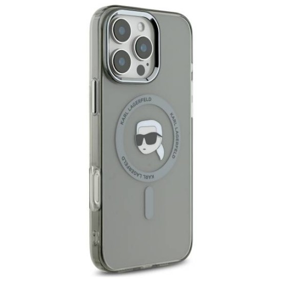 Husa pentru iPhone 16 Pro - Karl Lagerfeld IML MagSafe (KLHMP16LHLSKIK) - Metal Karl`s Head