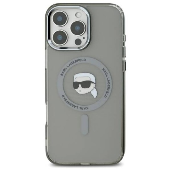 Husa pentru iPhone 16 Pro - Karl Lagerfeld IML MagSafe (KLHMP16LHLSKIK) - Metal Karl`s Head