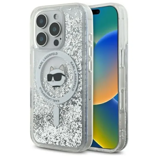 Husa pentru iPhone 16 Pro - Karl Lagerfeld Liquid Glitter MagSafe (KLHMP16LLGCHSGH) - Transparent Choupette Head Husa pentru iPhone 16 Pro - Karl Lagerfeld Liquid Glitter MagSafe (KLHMP16LLGCHSGH) - Transparent Choupette Head