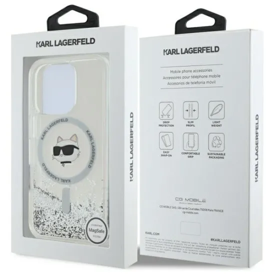 Husa pentru iPhone 16 Pro - Karl Lagerfeld Liquid Glitter MagSafe (KLHMP16LLGCHSGH) - Transparent Choupette Head Husa pentru iPhone 16 Pro - Karl Lagerfeld Liquid Glitter MagSafe (KLHMP16LLGCHSGH) - Transparent Choupette Head