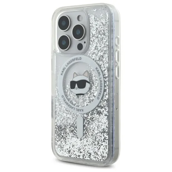 Husa pentru iPhone 16 Pro - Karl Lagerfeld Liquid Glitter MagSafe (KLHMP16LLGCHSGH) - Transparent Choupette Head Husa pentru iPhone 16 Pro - Karl Lagerfeld Liquid Glitter MagSafe (KLHMP16LLGCHSGH) - Transparent Choupette Head