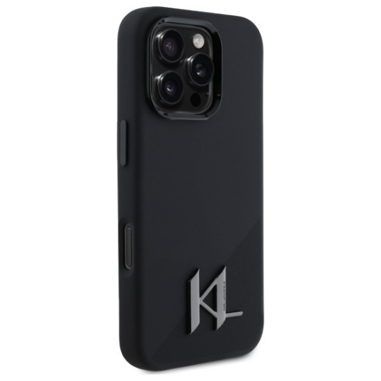 Husa pentru iPhone 16 Pro - Karl Lagerfeld Silicone MagSafe (KLHMP16LSCMKMPCK) - Shadow Metal Initial