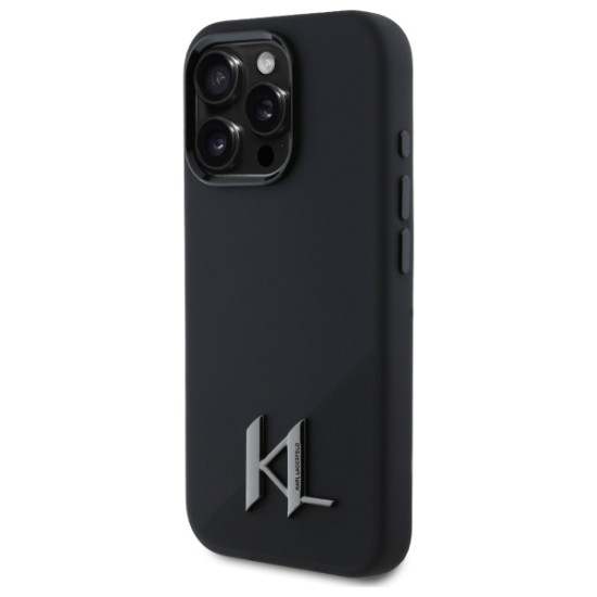 Husa pentru iPhone 16 Pro - Karl Lagerfeld Silicone MagSafe (KLHMP16LSCMKMPCK) - Shadow Metal Initial