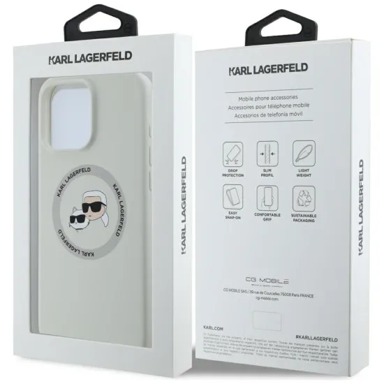 Husa pentru iPhone 16 Pro - Karl Lagerfeld Silicone MagSafe (KLHMP16LSKCHTCE) - Beige Karl&Choupette Head Husa pentru iPhone 16 Pro - Karl Lagerfeld Silicone MagSafe (KLHMP16LSKCHTCE) - Beige Karl&Choupette Head