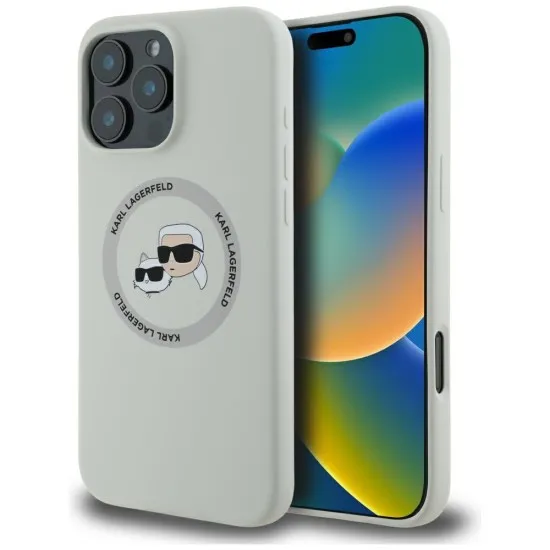 Husa pentru iPhone 16 Pro - Karl Lagerfeld Silicone MagSafe (KLHMP16LSKCHTCE) - Beige Karl&Choupette Head Husa pentru iPhone 16 Pro - Karl Lagerfeld Silicone MagSafe (KLHMP16LSKCHTCE) - Beige Karl&Choupette Head