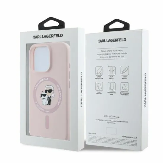 Husa pentru iPhone 16 Pro - Karl Lagerfeld Silicone Ring MagSafe (KLHMP16LSCMKCRHP) - Pink Karl&Choupette Husa pentru iPhone 16 Pro - Karl Lagerfeld Silicone Ring MagSafe (KLHMP16LSCMKCRHP) - Pink Karl&Choupette