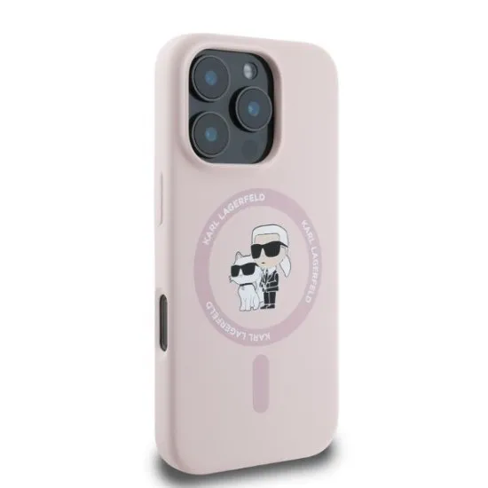 Husa pentru iPhone 16 Pro - Karl Lagerfeld Silicone Ring MagSafe (KLHMP16LSCMKCRHP) - Pink Karl&Choupette Husa pentru iPhone 16 Pro - Karl Lagerfeld Silicone Ring MagSafe (KLHMP16LSCMKCRHP) - Pink Karl&Choupette